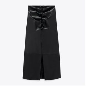 NWT Zara Faux leather midi skirt